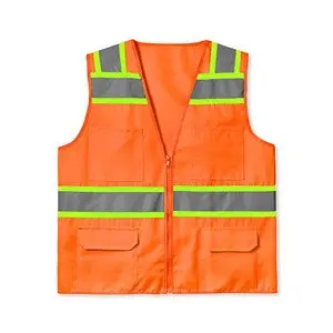 Max447 Ansi Class 2 Printed Solid Twill 6-Pocket Safety Vest 1