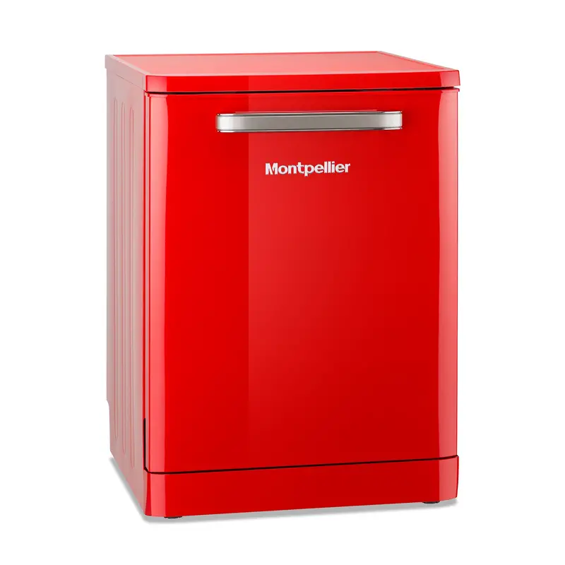 Montpellier 60Cm Retro Freestanding Dishwasher – Vibrant Red Finish, Collection-Only 1