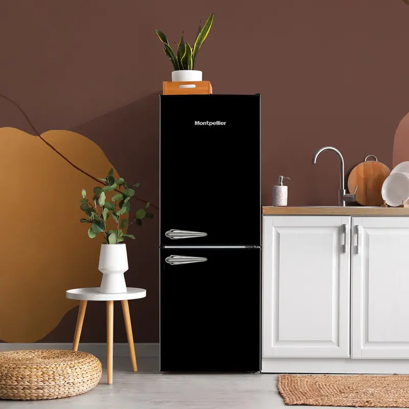 Montpellier Mab145K Freestanding Retro-Style Fridge Freezer – Black 1