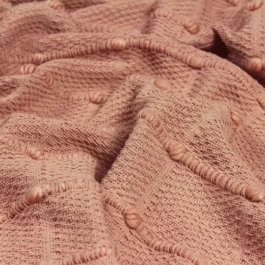 Motti Woven Tufted Stripe Outdoor Throw Blanket – Blush Pink 1