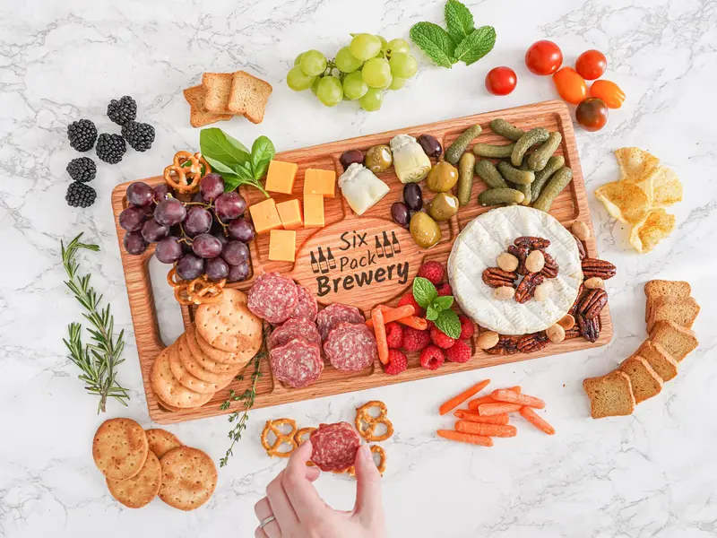 Natural Acacia Wood Charcuterie Board – Handcrafted Serving Platter For Cheese, Meats, And Appetizers 1
