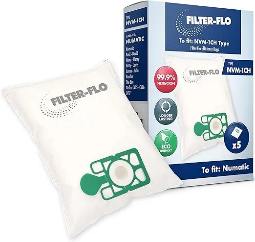 Numatic Filter-Flo Multi-Layer Dust Bags – Pack Of 5 For Henry, Hetty & Numatic Bagged Vacuums (Eco-Friendly Synthetic) 1