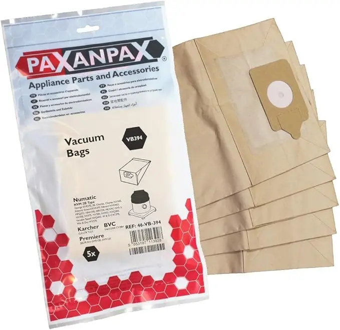 Numatic Nvm-2B Wet & Dry Vacuum Bags – Pack Of 5 For Charles, Edward, And George Series (604016) 1