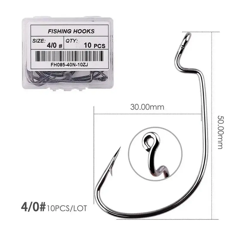 Offset Crank Fishing Hooks – 10-Piece Boxed Set For Crankbait Applications 1