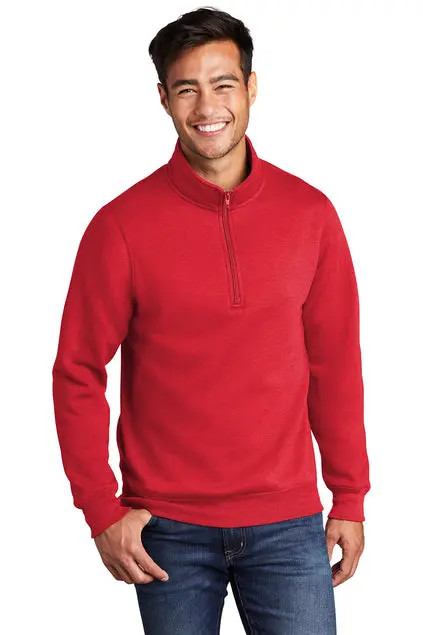 Pc78Q Port & Company® Core Fleece 1/4-Zip Pullover: Embroidered Soft-Fleece Sweatshirt 1