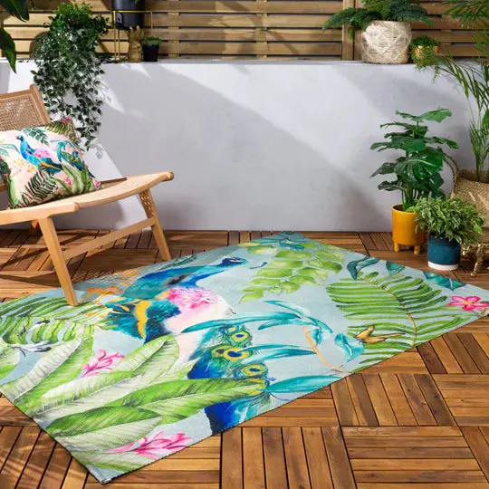 Peacock Indoor-Outdoor Rug (120X170Cm) – Vibrant Accent Floor Mat 1