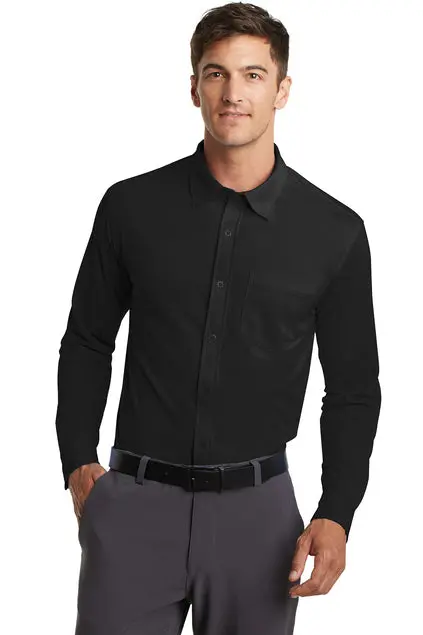 Port Authority Dimension Knit Dress Shirt – Textured Knit Formal Look, Embroidered 1