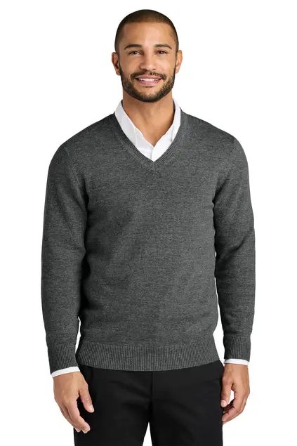 Port Authority Easy-Care V-Neck Sweater – Soft Knit Casual Top, Embroidered 1