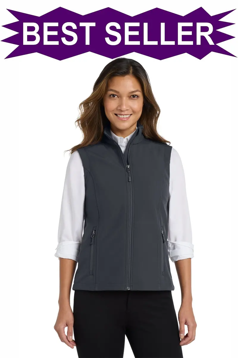 Port Authority Ladies’ Core Soft Shell Vest – Embroidered Lightweight Layer – L325 1