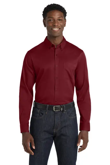 Port Authority Superpro React Twill Shirt – Long Sleeve, Performance Fabric, Embroidered 1