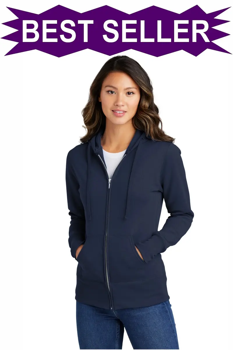 Port & Company Ladies' Core Fleece Embroidered Full-Zip Hooded Sweatshirt (Lpc78Zh) 1