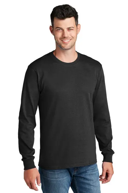 Port & Company Men'S Long Sleeve Core Cotton T-Shirt With Screen Printing (Pc54Ls) 1