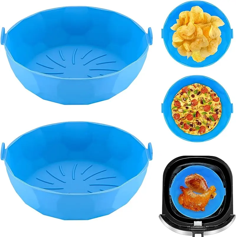 Reusable Silicone Air Fryer Liners – 2-Piece Round Mat Set (8.3") For Air Fryers, Ovens & Microwaves 1