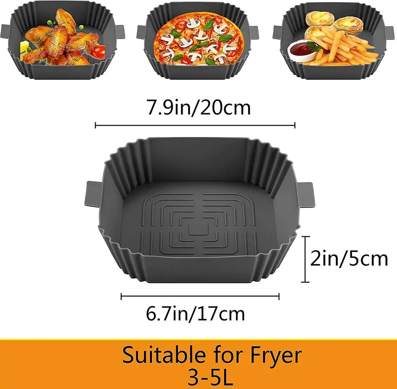 Reusable Silicone Air Fryer Liners – Square Non-Stick Liners For Easy Cleaning 1