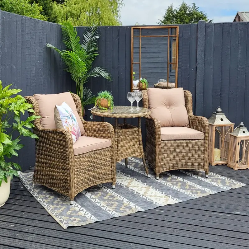 Seville Natural Bistro Set – Katie Blake Outdoor Collection (Includes Free Protective Cover) 1