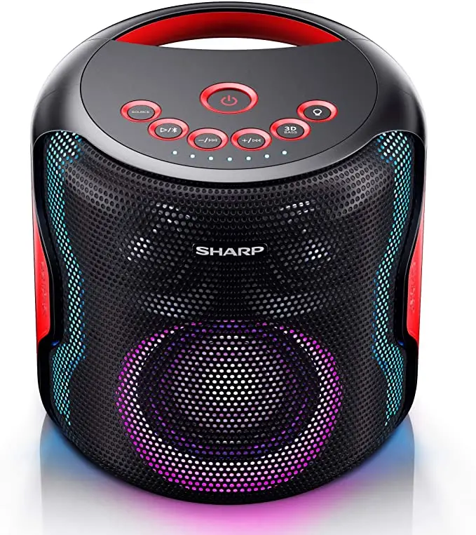 Sharp Shpps919Bk Portable Party Speaker System With Led Lights 1