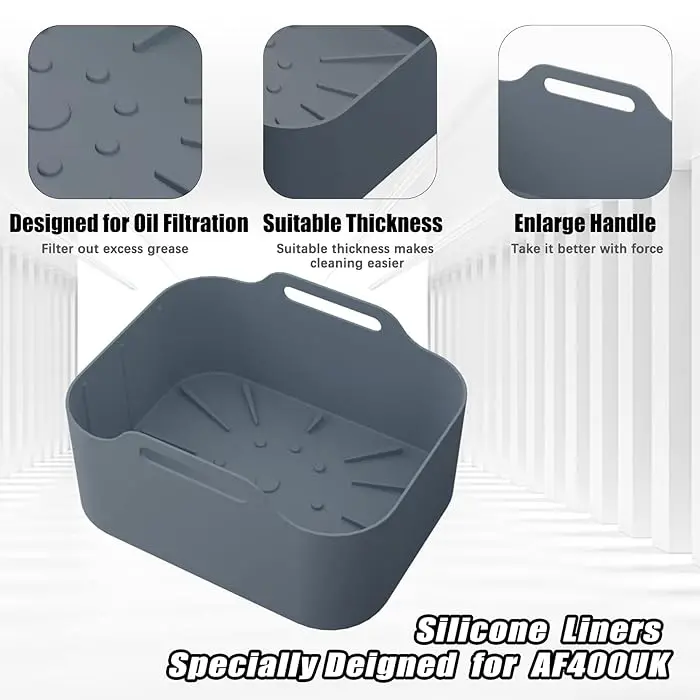 Silicone Air Fryer Liners For Ninja Dual Models (Af400Uk, Af500Uk, Af451Uk) & Tower T17088 – 9-Inch (23 Cm) Non-Stick Pod Inserts 1