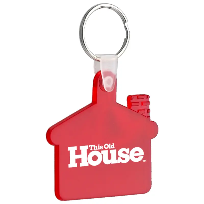 Soft Squeezable Key Tag – House-Shaped Silicone Keychain With Custom Logo Area 1