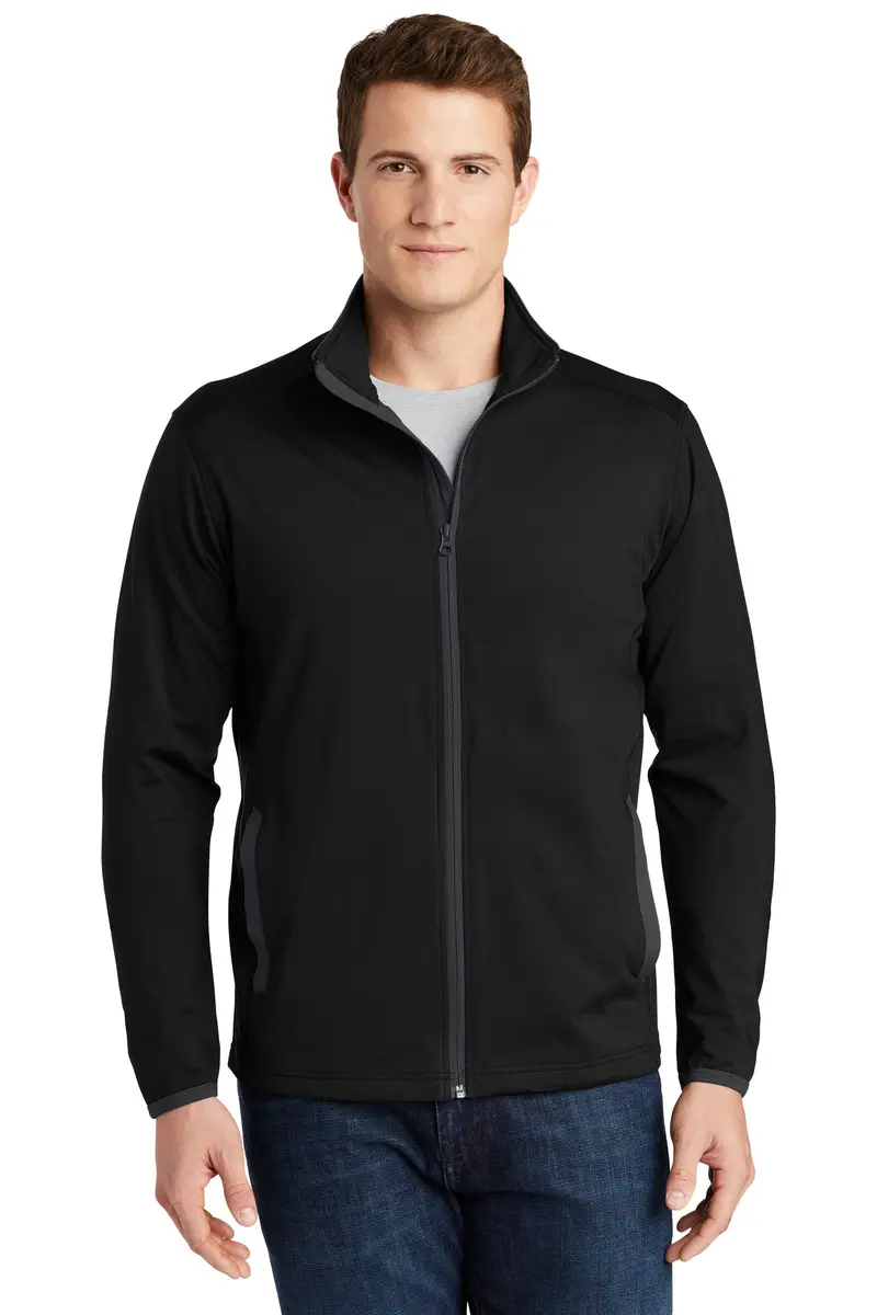 St853 Sport-Tek® Sport-Wick® Stretch Contrast Full-Zip Jacket: Embroidered Unisex Performance Jacket 1