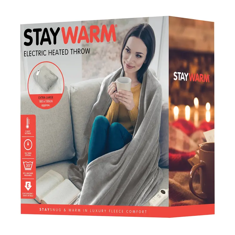 Staywarm Large Electric Heated Throw Blanket – Soft Fleece Design (Model F2851Gr) 1