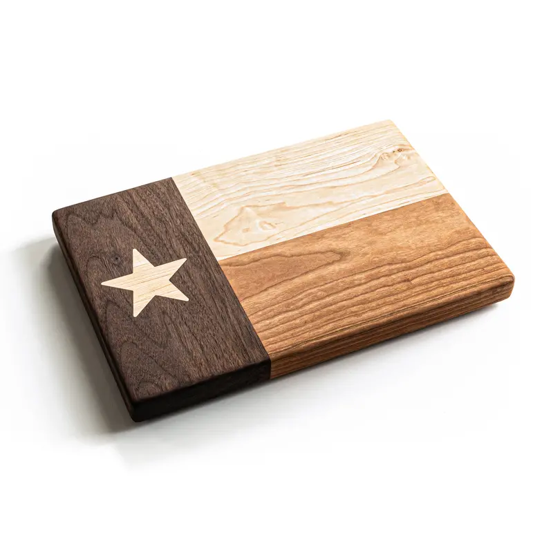 Texas Flag Themed Chopping Block – Laser-Engraved Wooden Cutting Board, Patriotic Kitchen & Bar Accessory 1