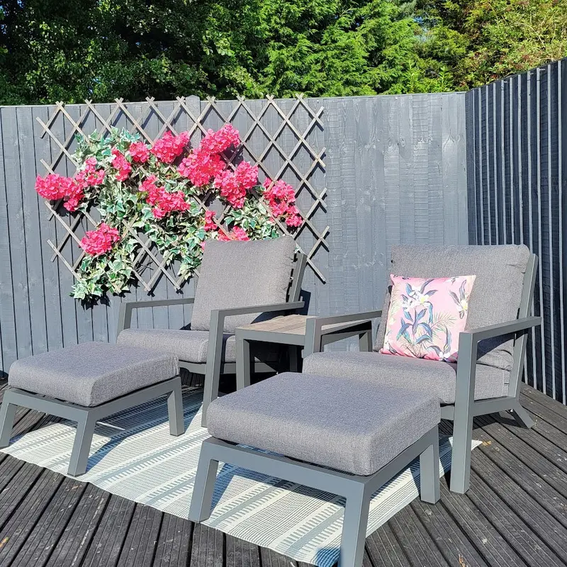 Triton Grey Relaxer Bistro Set – Compact Outdoor Seating – Vila 1