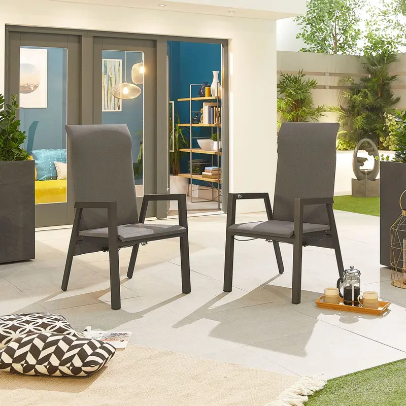 Venice Grey Reclining Outdoor Chairs – Twin Pack – Nova 1