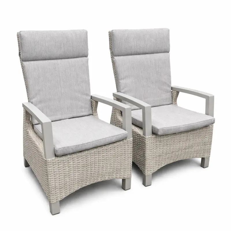 Vila Kendal All-Weather Reclining Outdoor Dining Chairs – Natural (2-Piece Set) 1