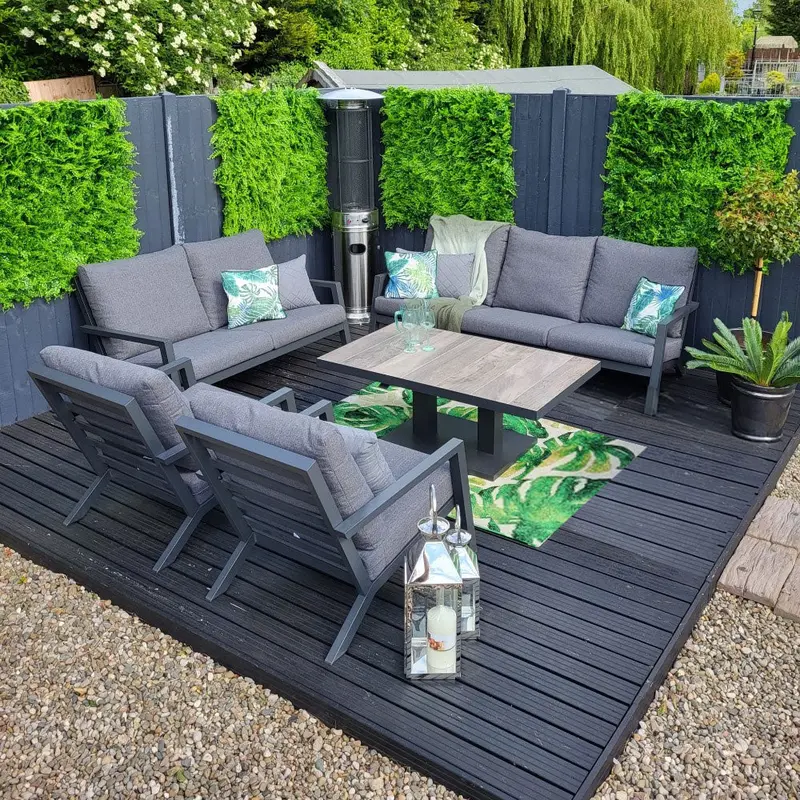 Vila Triton Outdoor Sofa Set With Height-Adjustable Grey Table 1
